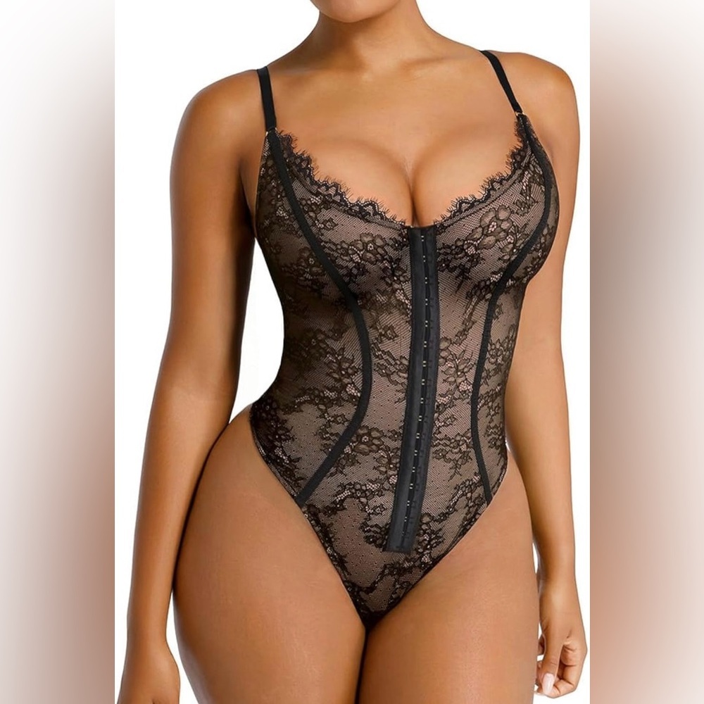 SHAPELLX Lace Bodysuit Tummy Control Shapewear Backless Body Suits …